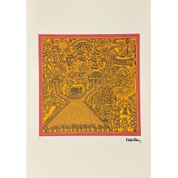 Keith Haring Lithograph Offset 199 Ex. Numbered 29.7 x 42 cm Signature Certificate