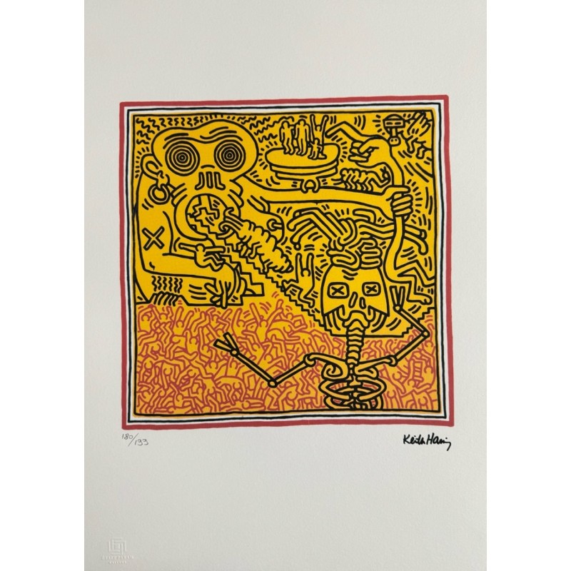 Keith Haring Lithograph Offset 199 Ex. Numbered 29.7 x 42 cm Signature Certificate