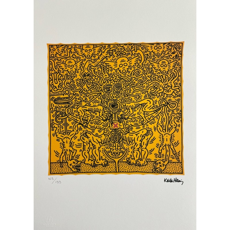 Keith Haring Lithograph Offset 199 Ex. Numbered 29.7 x 42 cm Signature Certificate