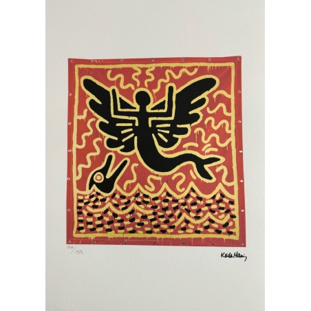 Keith Haring Lithograph Offset 199 Ex. Numbered 29.7 x 42 cm Signature Certificate