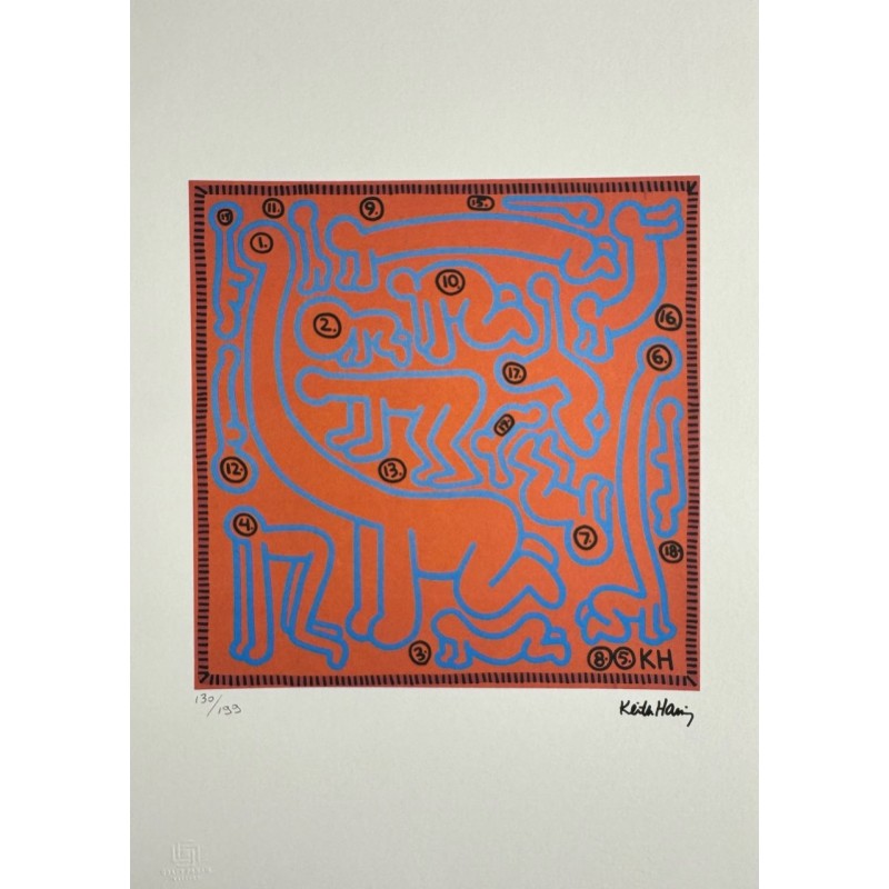 Keith Haring Lithograph Offset 199 Ex. Numbered 29.7 x 42 cm Signature Certificate