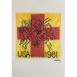 Keith Haring Lithograph Offset 199 Ex. Numbered 29.7 x 42 cm Signature Certificate