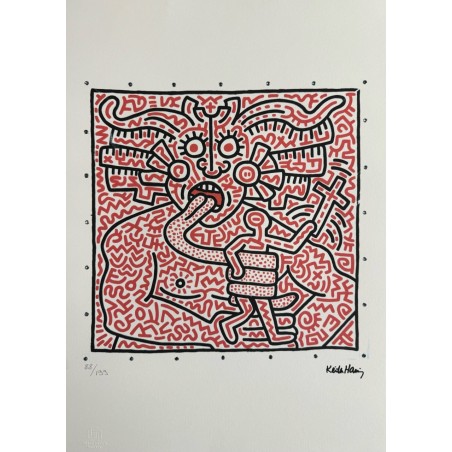 Keith Haring Lithograph Offset 199 Ex. Numbered 29.7 x 42 cm Signature Certificate