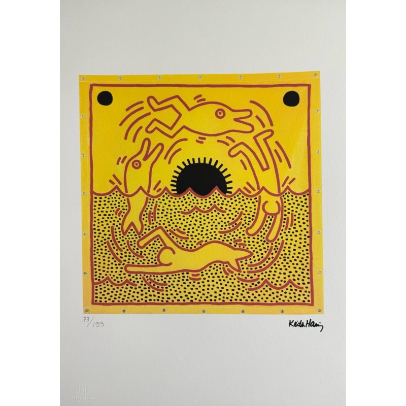 Keith Haring Lithograph Offset 199 Ex. Numbered 29.7 x 42 cm Signature Certificate