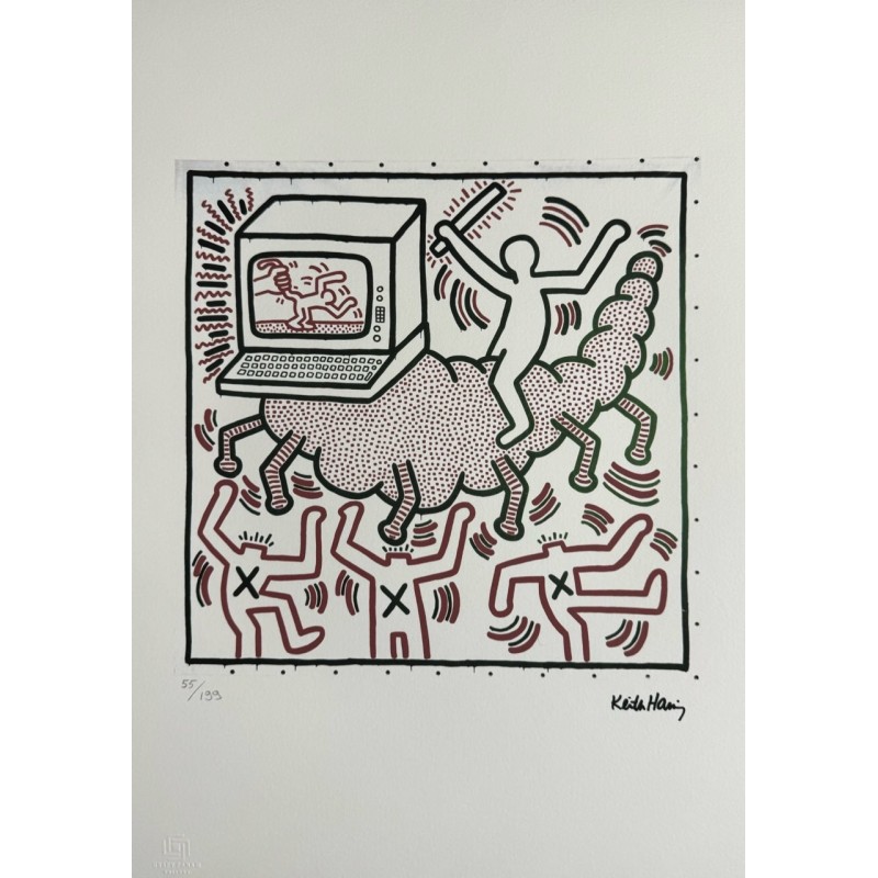 Keith Haring Lithograph Offset 199 Ex. Numbered 29.7 x 42 cm Signature Certificate