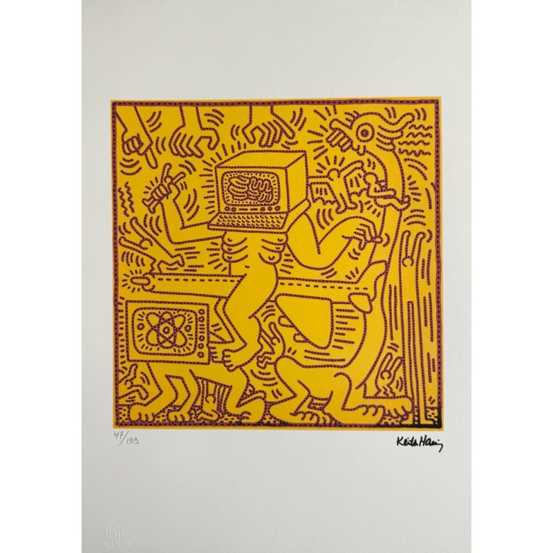 Keith Haring Lithograph Offset 199 Ex. Numbered 29.7 x 42 cm Signature Certificate