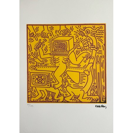 Keith Haring Lithograph Offset 199 Ex. Numbered 29.7 x 42 cm Signature Certificate