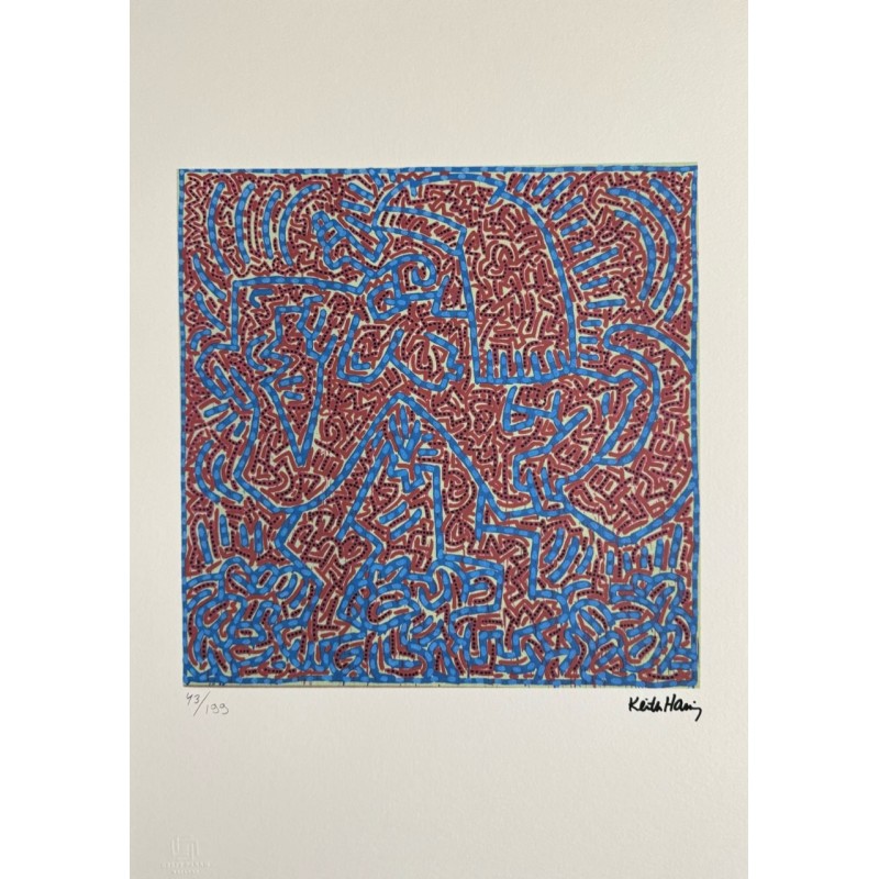 Keith Haring Lithograph Offset 199 Ex. Numbered 29.7 x 42 cm Signature Certificate