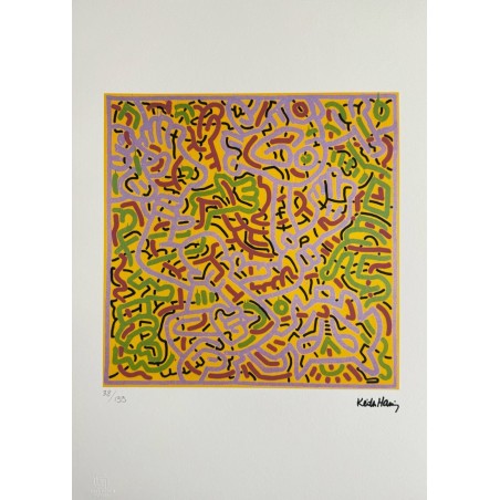 Keith Haring Lithograph Offset 199 Ex. Numbered 29.7 x 42 cm Signature Certificate