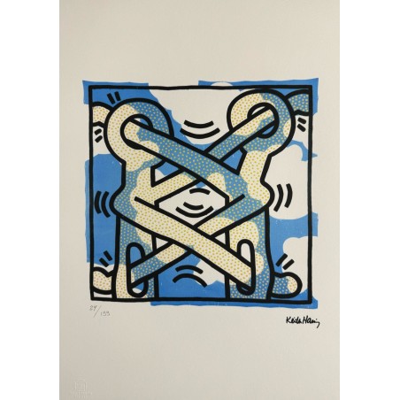 Keith Haring Lithograph Offset 199 Ex. Numbered 29.7 x 42 cm Signature Certificate