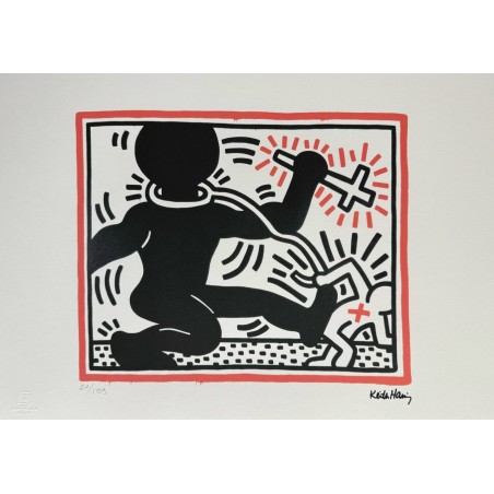 Keith Haring Lithograph Offset 199 Ex. Numbered 29.7 x 42 cm Signature Certificate