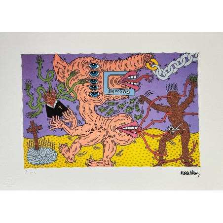 Keith Haring Lithograph Offset 199 Ex. Numbered 29.7 x 42 cm Signature Certificate