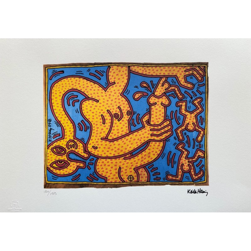 Keith Haring Lithograph Offset 199 Ex. Numbered 29.7 x 42 cm Signature Certificate