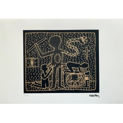 Keith Haring Lithograph Offset 199 Ex. Numbered 29.7 x 42 cm Signature Certificate