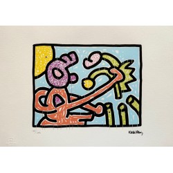 Keith Haring Lithograph Offset 199 Ex. Numbered 29.7 x 42 cm Signature Certificate