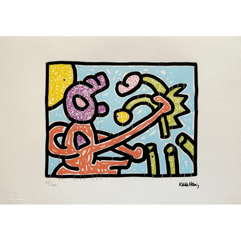 Keith Haring Lithograph Offset 199 Ex. Numbered 29.7 x 42 cm Signature Certificate