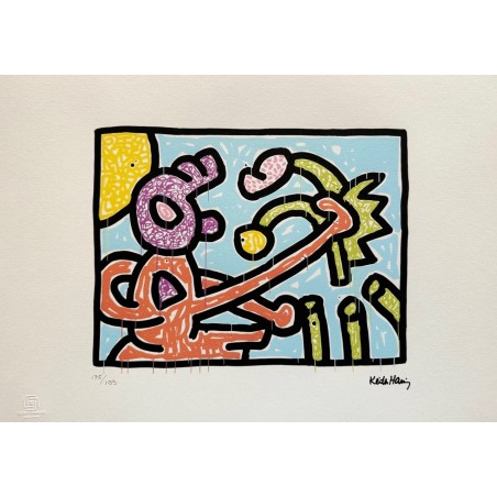 Keith Haring Lithograph Offset 199 Ex. Numbered 29.7 x 42 cm Signature Certificate