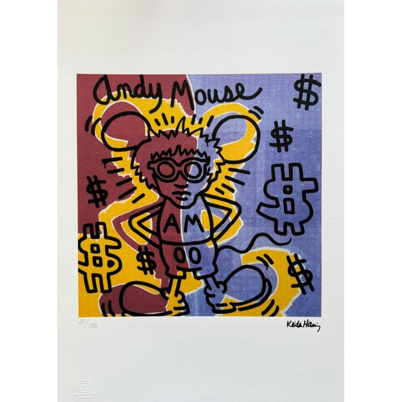 Keith Haring Lithograph Offset 199 Ex. Numbered 29.7 x 42 cm Signature Certificate