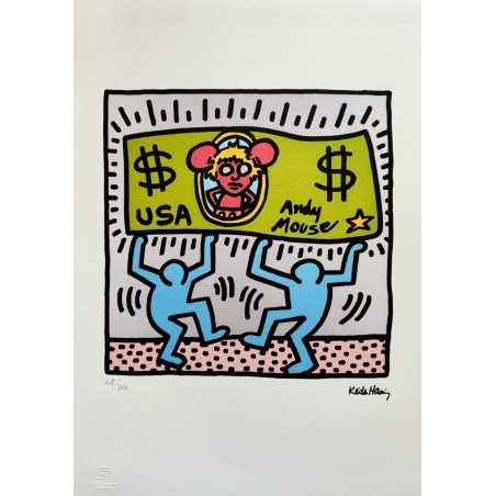 Keith Haring Lithograph Offset 199 Ex. Numbered 29.7 x 42 cm Signature Certificate