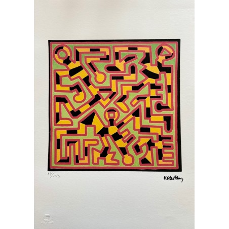 Keith Haring Lithograph Offset 199 Ex. Numbered 29.7 x 42 cm Signature Certificate