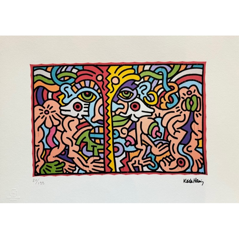 Keith Haring Lithograph Offset 199 Ex. Numbered 29.7 x 42 cm Signature Certificate