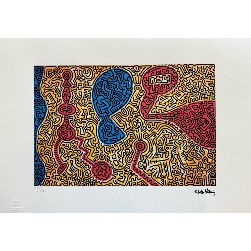 Keith Haring Lithograph Offset 199 Ex. Numbered 29.7 x 42 cm Signature Certificate