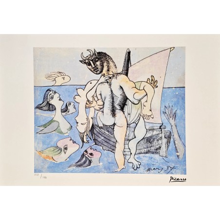 Pablo Picasso Lithograph Offset 199 Ex. Numbered 29.7 x 42 cm Signature Certificate