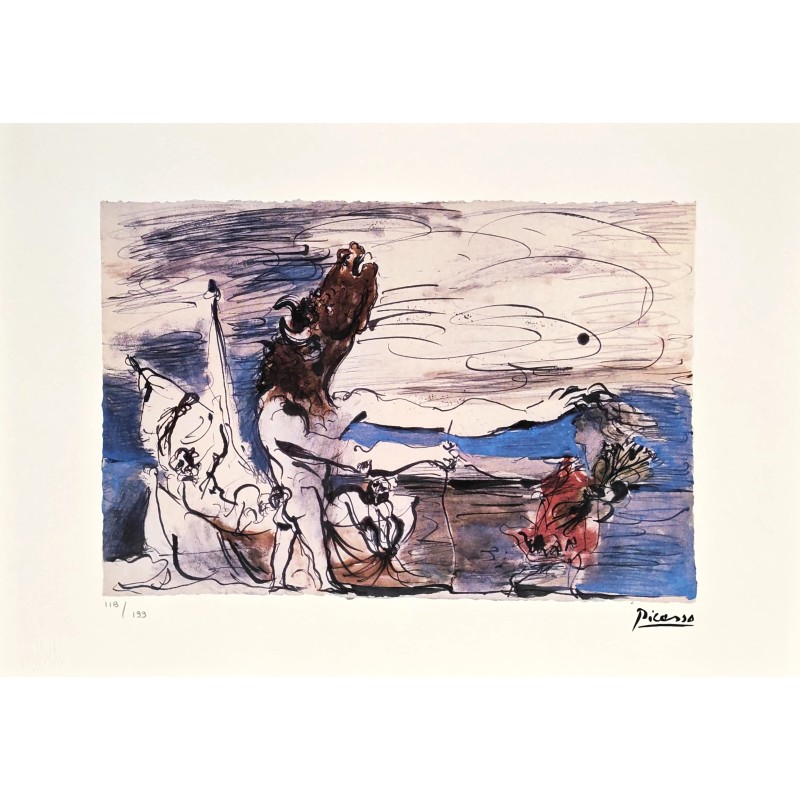 Pablo Picasso Lithograph Offset 199 Ex. Numbered 29.7 x 42 cm Signature Certificate