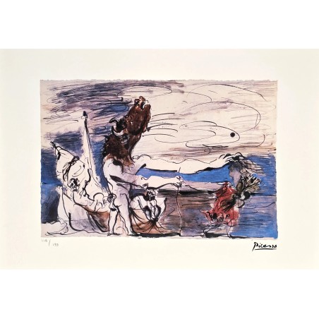 Pablo Picasso Lithograph Offset 199 Ex. Numbered 29.7 x 42 cm Signature Certificate