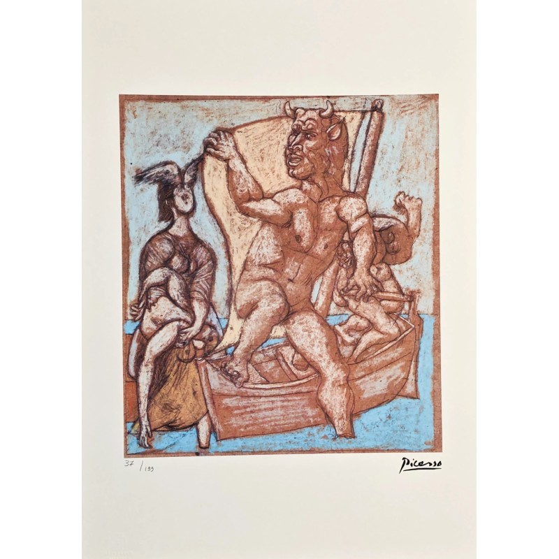 Pablo Picasso Lithograph Offset 199 Ex. Numbered 29.7 x 42 cm Signature Certificate