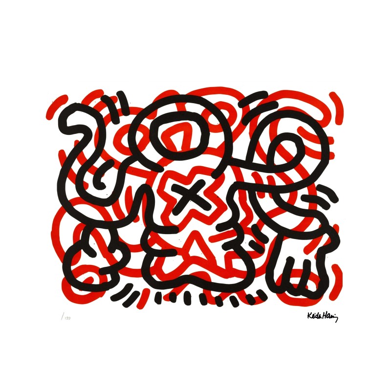 Keith Haring Lithograph Offset 199 Ex. Numbered 29.7 x 42 cm Signature Certificate