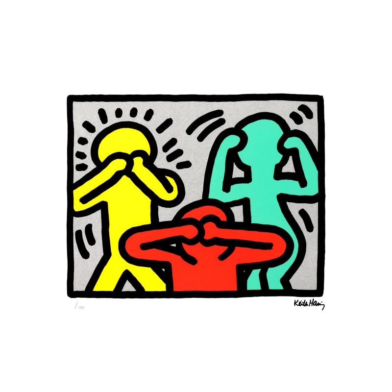 Keith Haring Lithograph Offset 199 Ex. Numbered 29.7 x 42 cm Signature Certificate