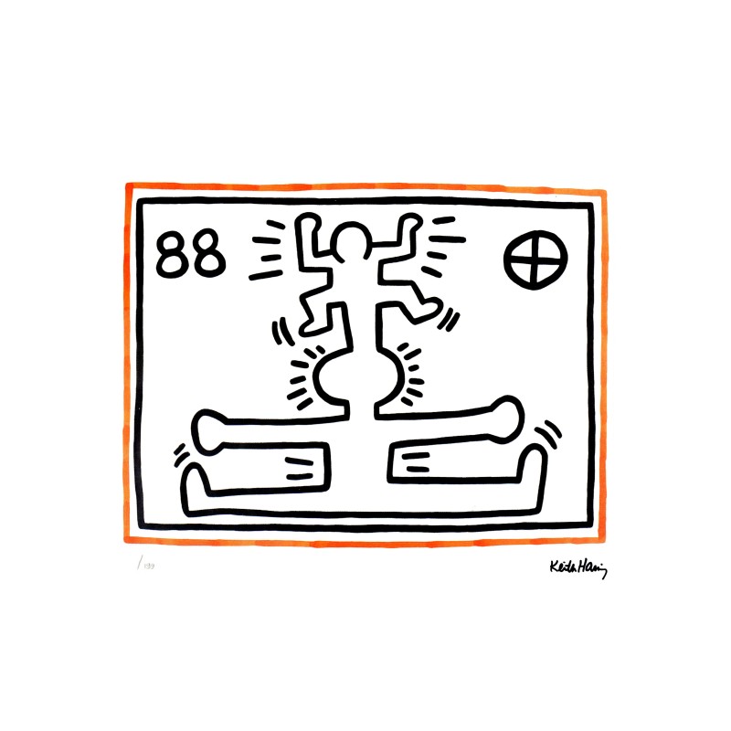 Keith Haring Lithograph Offset 199 Ex. Numbered 29.7 x 42 cm Signature Certificate